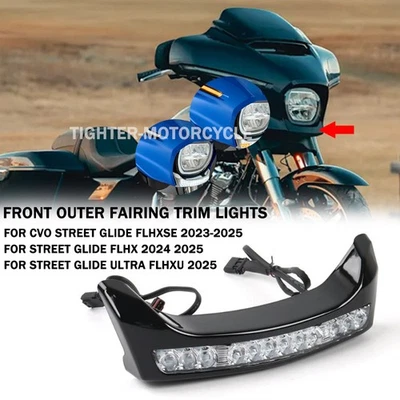 Front Outer Fairing Trim LED Lights For CVO Street Glide FLHXSE 23-25 FLHX 2024 - Image 1 of 4
