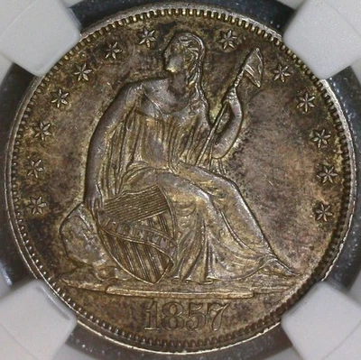 1857 Seated Liberty Half Dollar,  Better Date NGC AU55 - Image 1 of 4