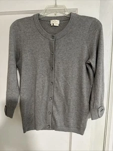 Kate Spade Somerset Cotton Cashmere 3/4 Sleeve Cardigan with Bows, Gray Size Sm - Picture 1 of 14