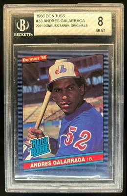 Donruss Andres Galarraga Rookie RC 1986 #33a Expos BGS 8 Foto 1 de 2