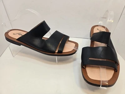 Sandalia Free People para mujer de cuero negro plana sin cordones EUR 39 / US 9 M Foto 1 de 4