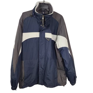 Canyon River Blues Jacket Coat Mens Medium 38-40 Full Zip Hood Blue Gray Pockets - Picture 1 of 18