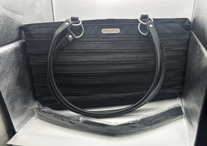Black Baggallini Multi Zip Expandable Carryall Bag Long Strap And Handles 17x9 - Picture 1 of 7