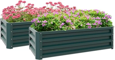 Large Raised Garden Planters x 2 Galvanised Steel Metal Frame Flower Bed - Image 1 of 4