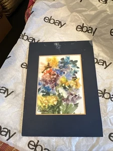 Israelischer Künstler Kabisher kleines Blumen Aquarell Original - Bild 1 von 12