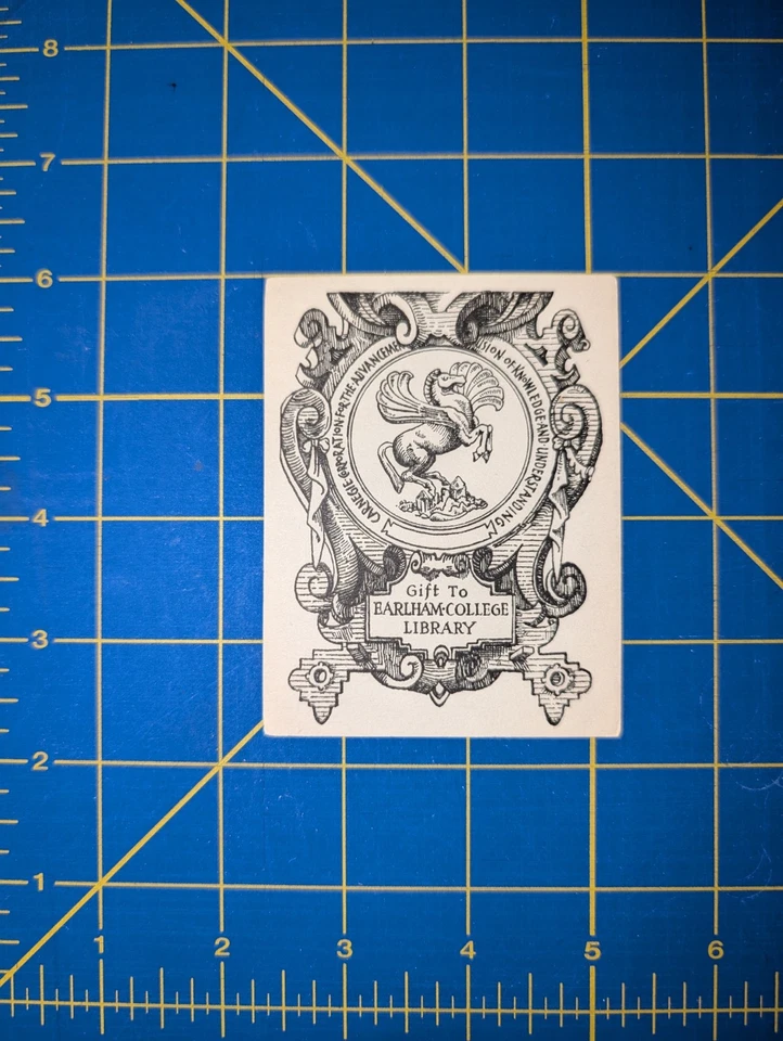 Ex libris Earlham College By Howard Leigh (Artist) bookplate Foto 1 de 1