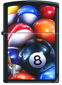 Zippo Claudio Mazzi Black Matte 8 Eight Ball Billiards Windproof Lighter RARE - Picture 1 of 1