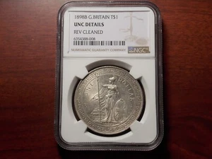 1898 B Hong Kong Great Britain Trade Dollar silver coin NGC UNC - Picture 1 of 4