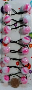 pink/white ELASTIC PONYTAIL HOLDER JUMBO BEADS GIRL HAIR SCRUNCHIE KNOCKER BAL - Picture 1 of 1