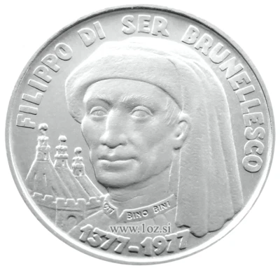 SAN MARINO 1000 LIRE 1977 ( BRUNELLESCHI ) SILVER Commemor. coin (KM# 72) UNC - Image 1 of 4