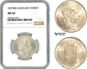 AK545, Hungary, Franz Joseph, 1 Forint 1879 KB, Kremnitz Mint, Silver, NGC MS62 - Picture 1 of 1