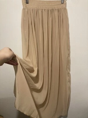 Y2K American Apparel Full Length Sheer Skirt Tan Chiffon (Single Layer) NWT M/L - Image 1 of 4