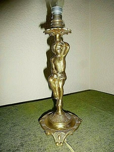 VINTAGE FRENCH BRONZE CHERUB TABLE LAMP - Picture 1 of 8