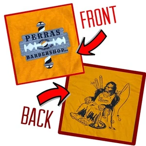 Camiseta Perras Barbershop Amarilla Pie Grande Sasquatch Pesca Navaja Littleton NH - Imagen 1 de 5