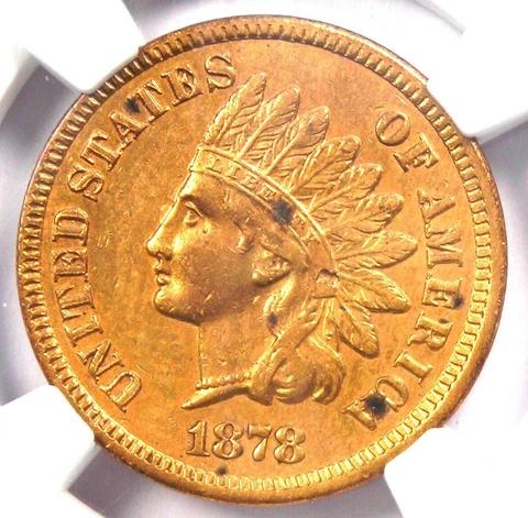 1878 Indian Cent 1C - Certified NGC AU Detail - Rare Key Date Certified Penny! Cover