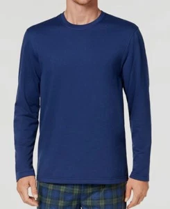 $98 Club Room Men's Blue Crew-Neck Long-Sleeve Pajama Cotton PJ Sleep T-Shirt L - Picture 1 of 1