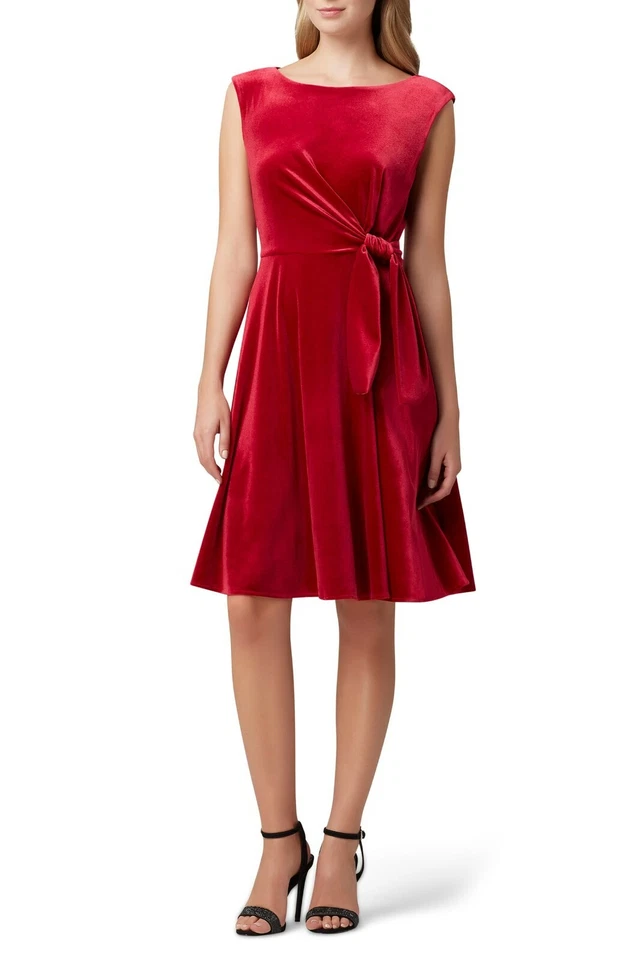 TAHARI ASL BLUE FLORAL FIT AND FLARE Halter BELTED MIDI DRESS 12