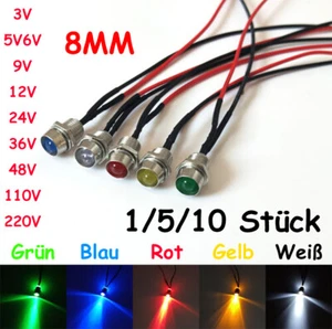 6V 12V 24V ~ 220V LED Indicador Señal de Advertencia Luz 8 mm Rosca Metal Panel Soporte - Imagen 1 de 13