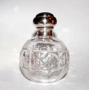 Botella de Perfume Victoriana INGLESA ANTIGUA Cristal de Plomo GLaSs PLATA ESTERLINA 1920 - Imagen 1 de 12