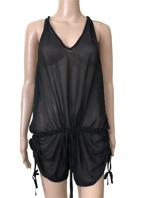 Macacão Miss Cocoa tamanho 14 peça única preto T-back transparente - Imagem 1 de 4