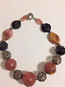 Mode Grob Bronze Filigran Kugeln Braun Schwarz Rund & Flach Perlen Halskette 18" - Bild 1 von 5