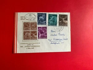 AUSTRIA 1959 FDC ANIMALS ROE BUCK WILD BOAR RED DEER DOE FAWN - Picture 1 of 1