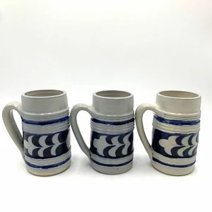 Vintage Cobalt Blue Grey Mug Stein Cup Leaf Design - Picture 1 of 6