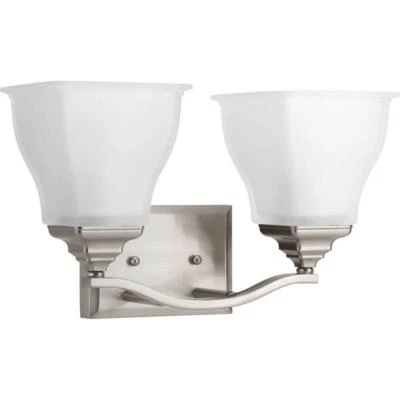 Callison Collection 2-Light Brushed Nickel Bathroom Vanity Light, Glass Shades - Image 1 of 3