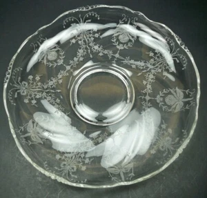 Vintage Heisey Glass Orchid 12 3/4" Floating Garden Centerpiece Torte Bowl Dish  - Picture 1 of 9