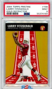 2004 Topps Pristine LARRY FITZGERALD Cardinals GOLD REFRACTOR 5/99 RC 108 PSA 9