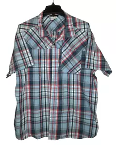 Columbia Shirt Men's XXL Red White Blue Plaid Short Sleeve Button Up Regular Fit - Picture 1 of 4