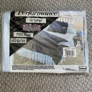 Performance By Springs Full Flat Sheet 180 Thread Count Percale Blue Vintage NOS - Picture 1 of 7