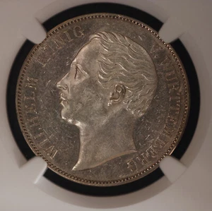 1864 Germany 🇩🇪 Wurttemberg Taler Thaler Silver Coin NGC MS61 - Picture 1 of 4