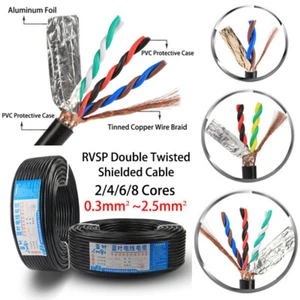 0.3mm²-2.5mm² RVSP Double Twisted Shielded Cable 485 Signal Wire 2/4/6/8 Cores - Picture 1 of 28