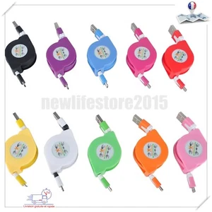 Micro USB Universel Data Synchro Renforcé Chargeur Câble Rétractable Android - Foto 1 di 10