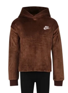 Nike Girls 5 Velvet Hooded Sweatshirt - Brown (36L406-023) *No Tags* - Picture 1 of 6