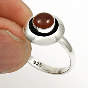 Anillo Hecho a Mano Piedra Cornalina 925 Bisel Plata Esterlina Cumpleaños Cóctel Nuevo - Imagen 1 de 6