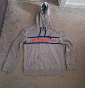 Retro Damen Hoodie Grau Rosa Adidas Large - Bild 1 von 8