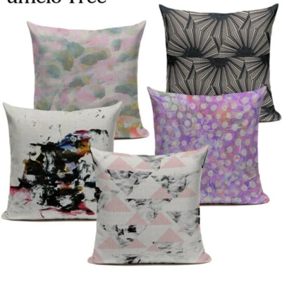 Cushion Cover Pillars Pink Triangles Trees Dots Car Sofa Home Decor Pillow Cover - Image 1 of 4