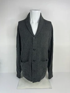 J. Crew Lammwolle Strickjacke Knopfleiste Pullover Schalkragen dunkelgrau Herren L - Bild 1 von 8