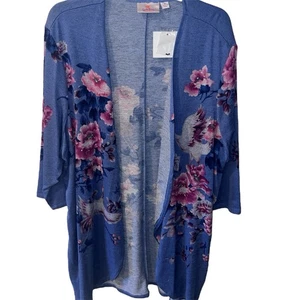 Quacker Factory Cardigan Womens Plus 3X Open Front Top Duster Birds Floral New - Picture 1 of 7