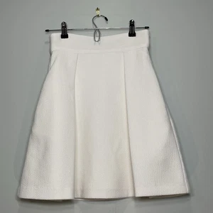 BLACK HALO Women's A-Line Box Pleat Lined Sanibel Skirt Ivory Crepe Size 0 - Picture 1 of 8