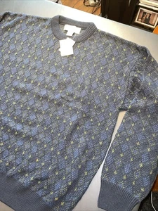 Maglione uomo Robert Stock nuovo con etichette blu navy manica lunga pull over taglia large - Foto 1 di 12