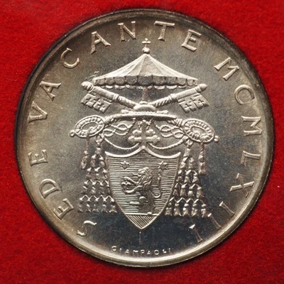 Vatican 1963 (MCMLXIII) 500 Lire Silver Coin: Sede Vacante - FREE SHIP! #63-10 - Image 1 of 4