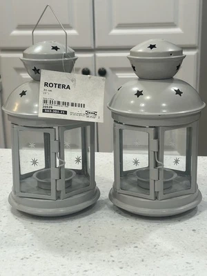 Conjunto com 2 lanternas cinza IKEA ROTERA para cinza-petróleo - Imagem 1 de 4