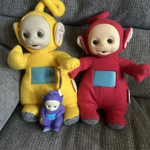 Vintage 1998 Red and Yellow Talking 15" Teletubby Plush Toys one purple plastic - Picture 1 of 22