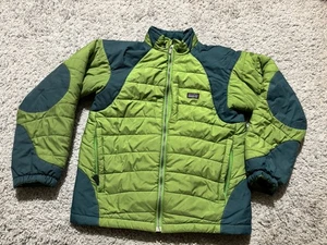 Patagonia Kids Puff Rider Hooded Green Insulated ski Snow Jacket size Large - Picture 1 of 15