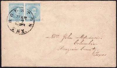 Texas, CSA #6 par horizontal, Houston Tex CDS 27 DE MARZO DE 1863 a Columbia Tex Foto 1 de 2