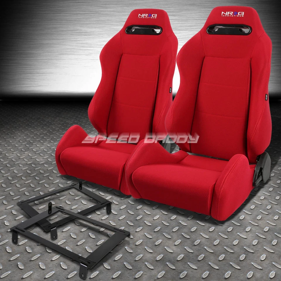 NRG TYPE-R RED RECLINABLE RACING SEAT+LOW-MOUNT BRACKET FOR 02-06 DC5 ACURA RSX Foto 1 de 4