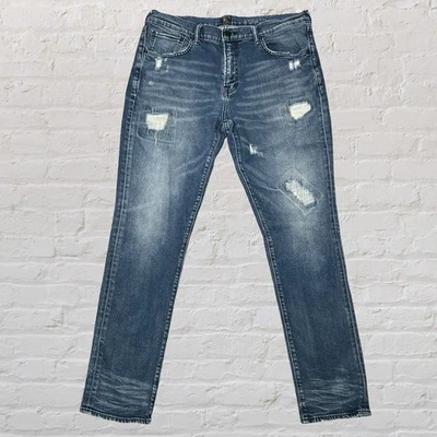 PRPS Jeans Men Slim Fit Size 36x33 Blue Distressed Fade Stretch Denim Grunge 90s - Image 1 of 4